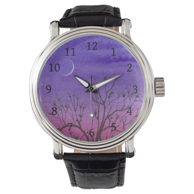 Reloj De Pulsera Crescent Moon & Tree Writing Watch (Anverso)