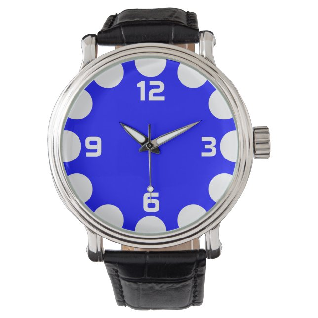 Reloj De Pulsera Crescente de Color - Blanco sobre Azul (Anverso)