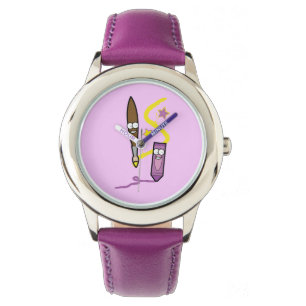 Reloj De Pulsera Creyón y brocha del dibujo animado
