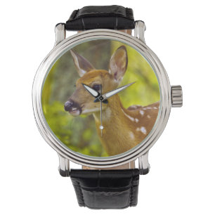Reloj De Pulsera Cria de venado de cola blanca en Whitefish, Montan