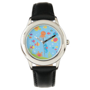 Reloj De Pulsera Criaturas marinas submarinas de pelo corto