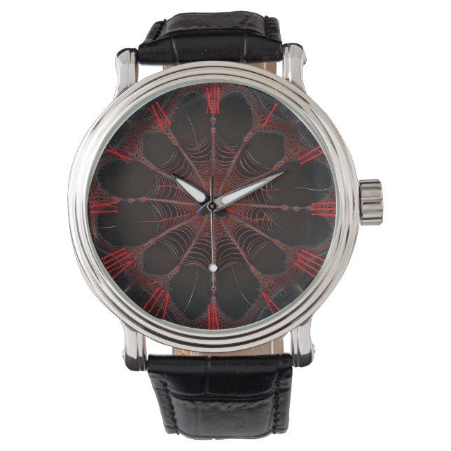 Reloj De Pulsera Crimson Web: Baile fractal con la araña de la espa (Anverso)