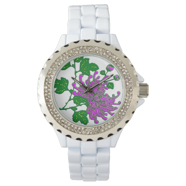 Reloj De Pulsera Crisantemo de araña chino - lavanda (Anverso)