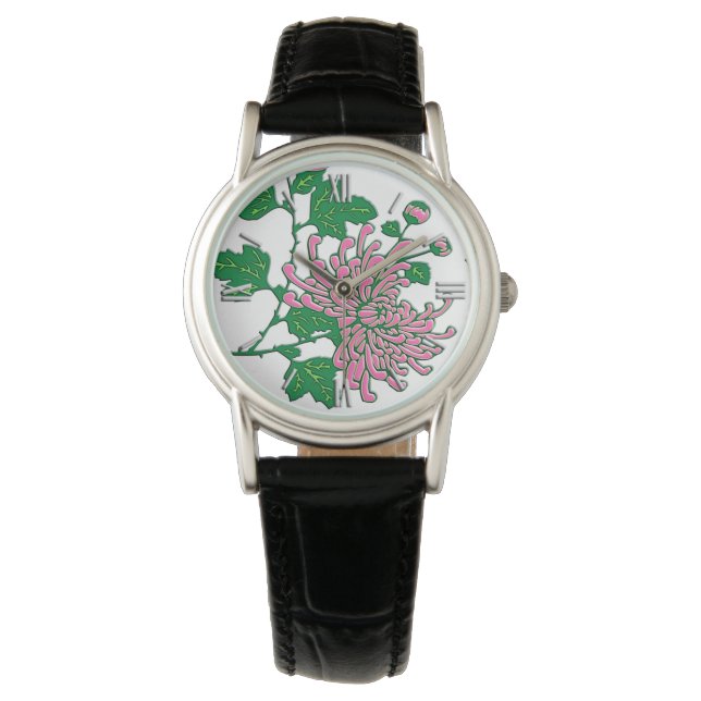 Reloj De Pulsera Crisantemo de araña chino - rosa suave (Anverso)