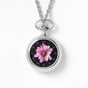 Reloj De Pulsera Crisantemo Flor Rosa Romano Num waa