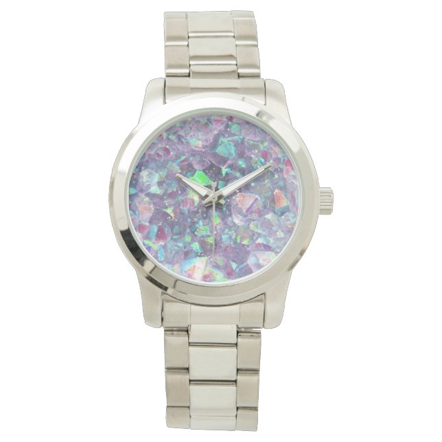 Reloj De Pulsera Cristal Geode Opalescente - Púrpura/Azul, (Anverso)