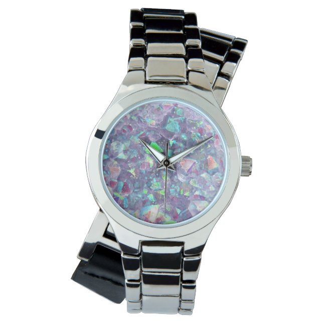 Reloj De Pulsera Cristal Geode Opalescente - Púrpura/Azul, (Anverso)