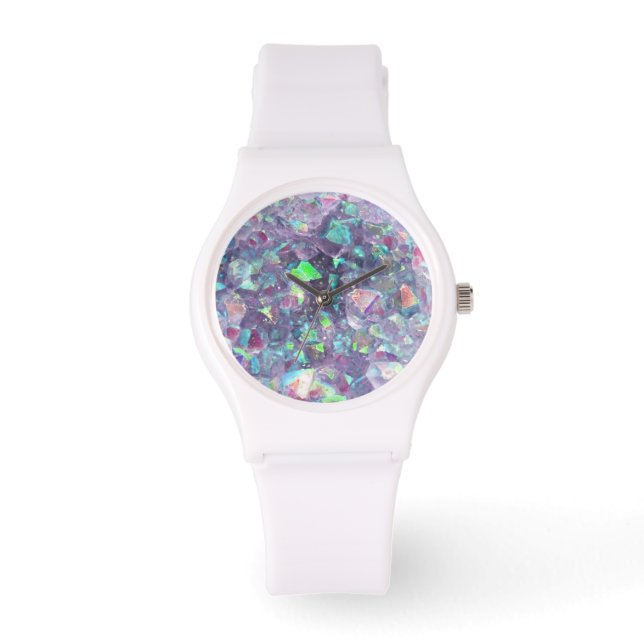 Reloj De Pulsera Cristal Geode Opalescente - Púrpura/Azul, (Anverso)