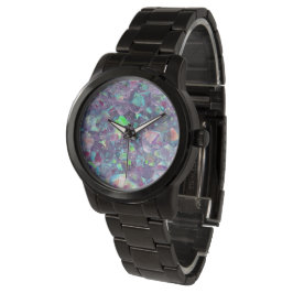 Reloj De Pulsera Cristal Geode Opalescente - Púrpura/Azul,