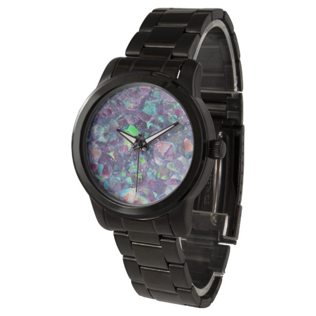 Reloj De Pulsera Cristal Geode Opalescente - Púrpura/Azul, (Angular)