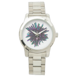 Reloj De Pulsera *~* Cristal púrpura azul metálico Unisex para homb