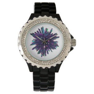 Reloj De Pulsera *~* Cristal púrpura metálico de las mujeres