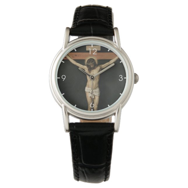 Reloj De Pulsera Cristo crucificado en la cruz (fe) (Velázquez) (Anverso)