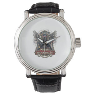 Reloj De Pulsera Cromado Patriótico Reaper Patriota Oscuro Esquelet