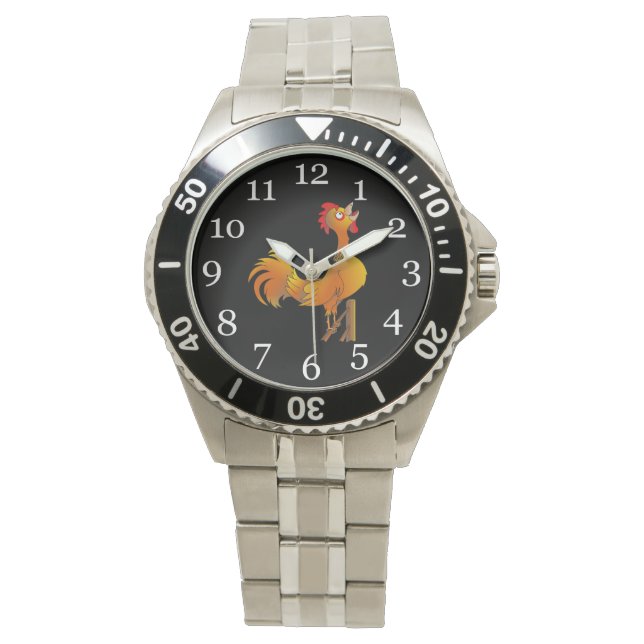 Reloj De Pulsera Cromo de gallo (Anverso)