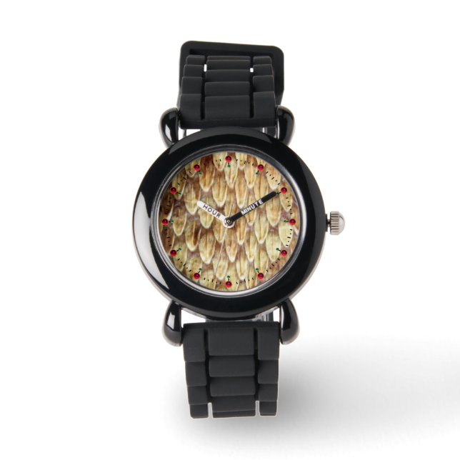 RELOJ DE PULSERA CROTALUS, RATTLESNAKE IMPRESO CINTA CINTA CINTA CI (Anverso)