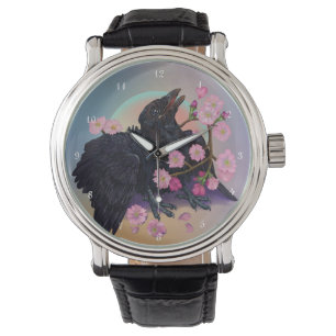 Reloj De Pulsera Crow con flores de manzana