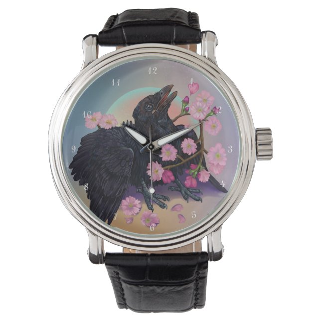 Reloj De Pulsera Crow con flores de manzana (Anverso)