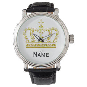 Reloj De Pulsera Crown dorado + tu texto