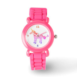 Reloj De Pulsera Crudo arcoiris amarillo unicornio