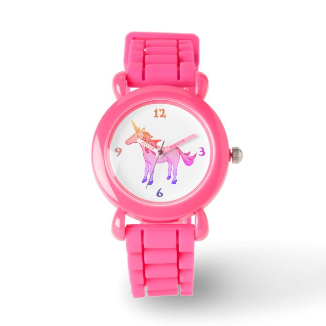 Reloj De Pulsera Crudo arcoiris amarillo unicornio (Anverso)