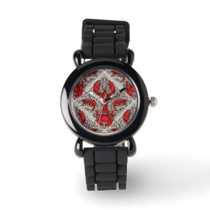 Reloj De Pulsera Crustáceo en rojo, negro y marfil