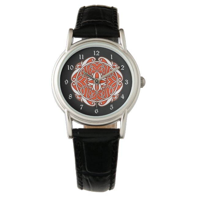 Reloj De Pulsera Cruz Celta Negra Roja (Anverso)