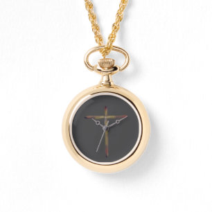 Reloj De Pulsera Cruz Cristiana con Fondo Negro