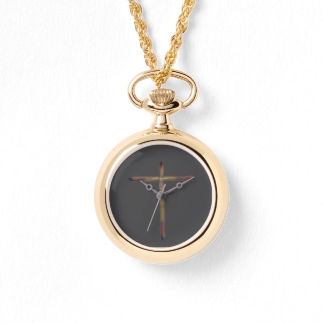 Reloj De Pulsera Cruz cristiana con fondo negro (Anverso)