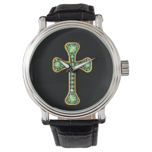 Reloj De Pulsera Cruz cristiana "Peridot" en Gold Watch