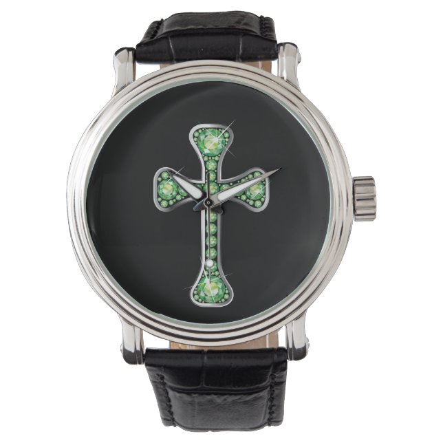 Reloj De Pulsera Cruz cristiana "Peridot" en Silver Watch (Anverso)