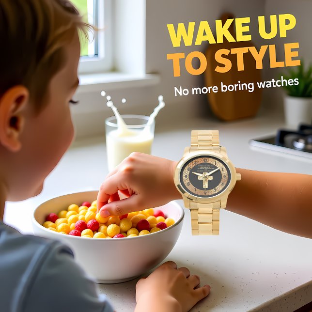 Reloj De Pulsera Cruz Crucifijo Cristiana de Oro con un dicho graci (Subido por el creador)