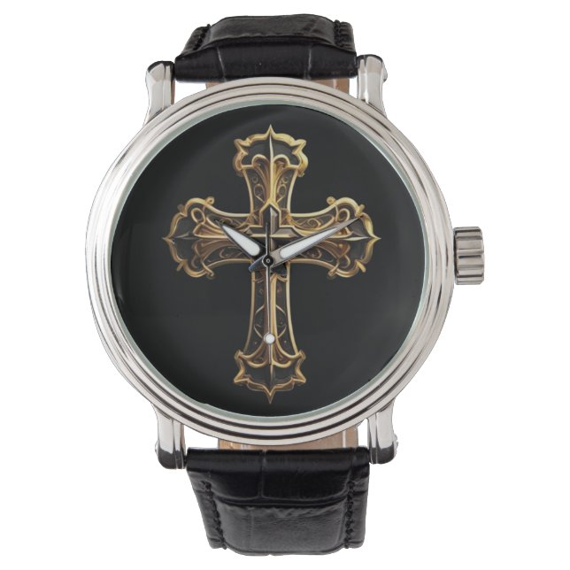 Reloj De Pulsera Cruz de Cristo Dorado 2 (Anverso)