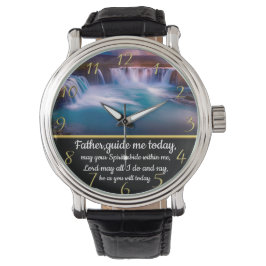 Reloj De Pulsera Cruz de fe cristiana de oro con padre, guíame