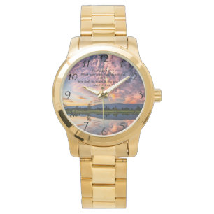 Reloj De Pulsera Cruz de la fe cristiana con Salmo 25:12 
