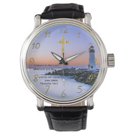 Reloj De Pulsera Cruz de la fe cristiana de oro con Adónde voy hoy,