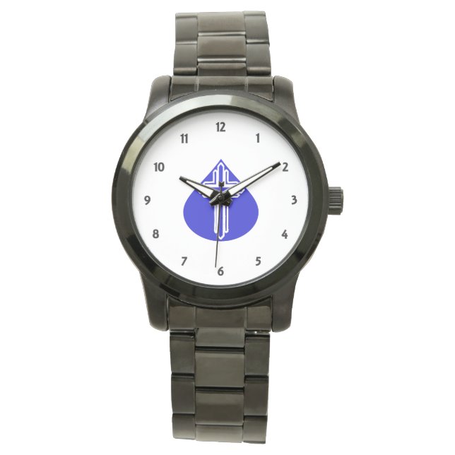 Reloj De Pulsera Cruz de lágrima en azul (Anverso)