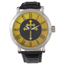 Reloj De Pulsera Cruz de Lorena de Oro sobre Cristianos Negros/Odor