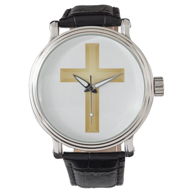 Reloj De Pulsera Cruz de Oro Cristiana (Anverso)