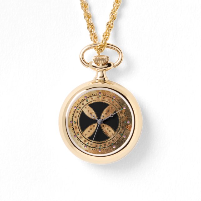 Reloj De Pulsera CRUZ DE PLANTILLA ANTIGUA, Negro (Anverso)