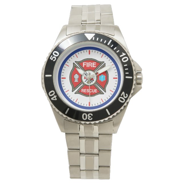 Reloj De Pulsera Cruz maltesa de bomberos de EMT (Anverso)
