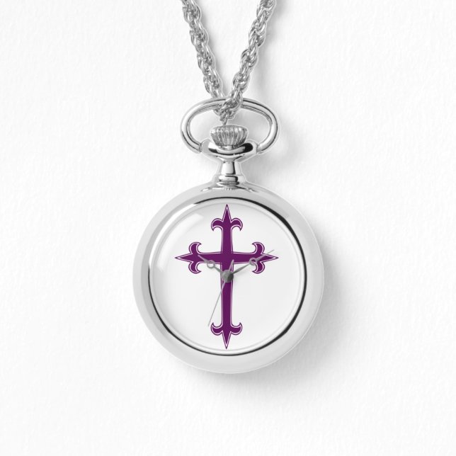 Reloj De Pulsera Cruz Morada Cristiana (Anverso)