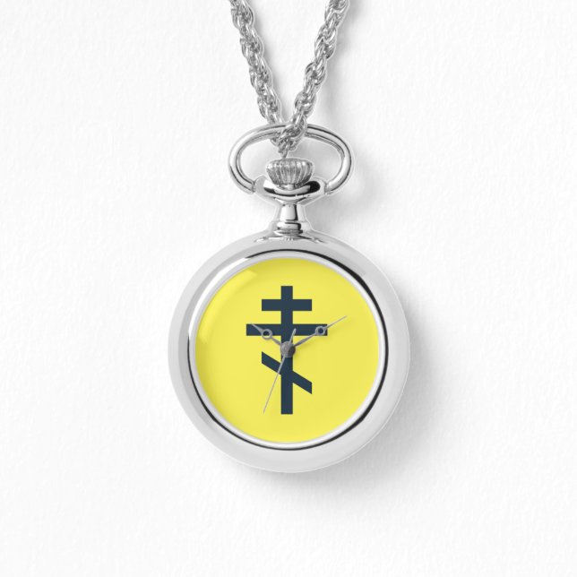 Reloj De Pulsera Cruz Ortodoxa de Ocho Puntas Arte Devocional Sagra (Anverso)