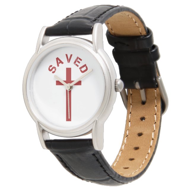 Reloj De Pulsera Cruz Roja Salvada Cristiana y Diseño de Texto (Angular)