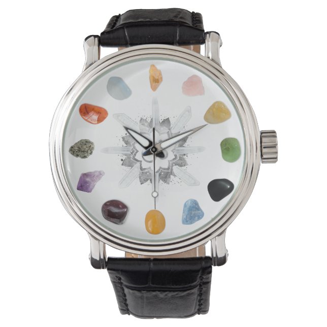 Reloj De Pulsera *~* Crystal Grid Chakra Stones Espirituales Om Lot (Anverso)