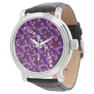 Reloj De Pulsera Cuaderno en espiral floral personalizado y hecho a