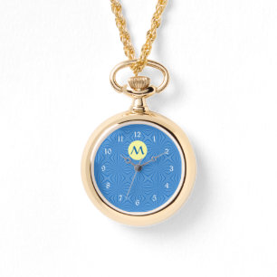 Reloj De Pulsera Cuadrados Azules Ondulados de Janucá