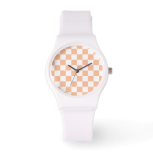 Reloj De Pulsera Cuadrados de cuadros y retro geométrico blanco