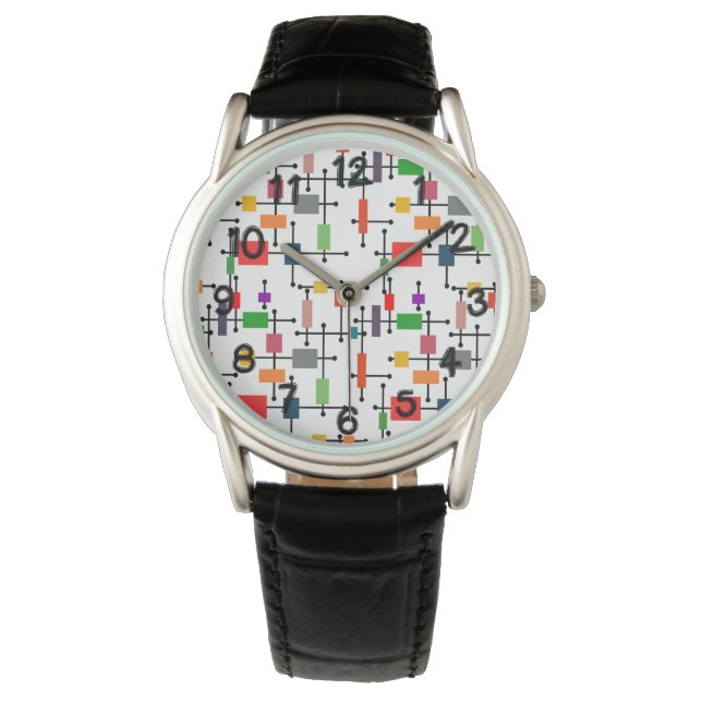 Reloj De Pulsera Cuadrícula grande moderna de mediados de siglo (Anverso)