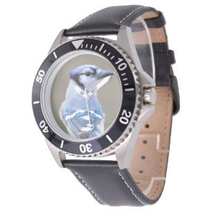 Reloj De Pulsera Cuadrillo de Jay azul en Treestump